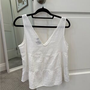 GAP White Textured Tank Top